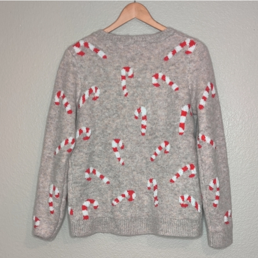 cupcakes & cashmere Tan Sweater with Red and White Candy Cane Pattern. - Picture 10 of 11